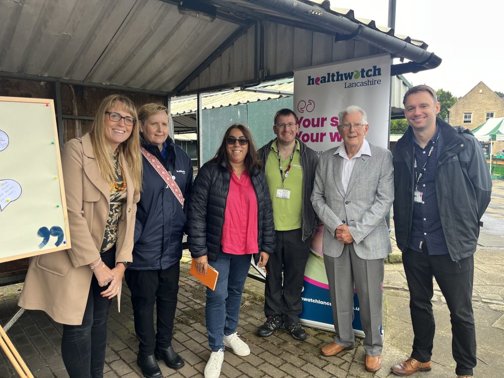 The Healthwatch Lancashire team with Healthwatch Chief Executive Louise Ansari at Clitheroe Market