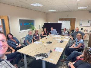 Image of Engagement Team Leader Steve hosting individuals for the task and finish group off the back of the 'Our Voice in Health and Social Care BSL Users' project at Healthwatch Lancashire leyland house