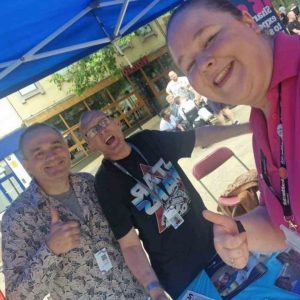 Senior Engagement Officer Emmy with the People First Self Advocacy team at Disability Pride in Preston